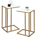 White Marble C Shaped Side Table Set of 2 X814