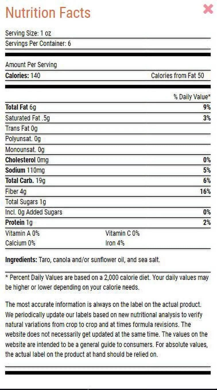 Taro Chips, 6 oz (Pack of 12) X294007