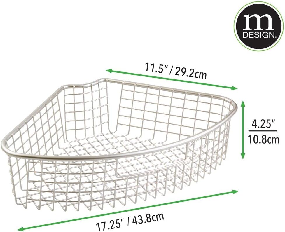 Satin Metal Kitchen Cabinet Lazy Susan Organizer Basket, 4 Pack Q166