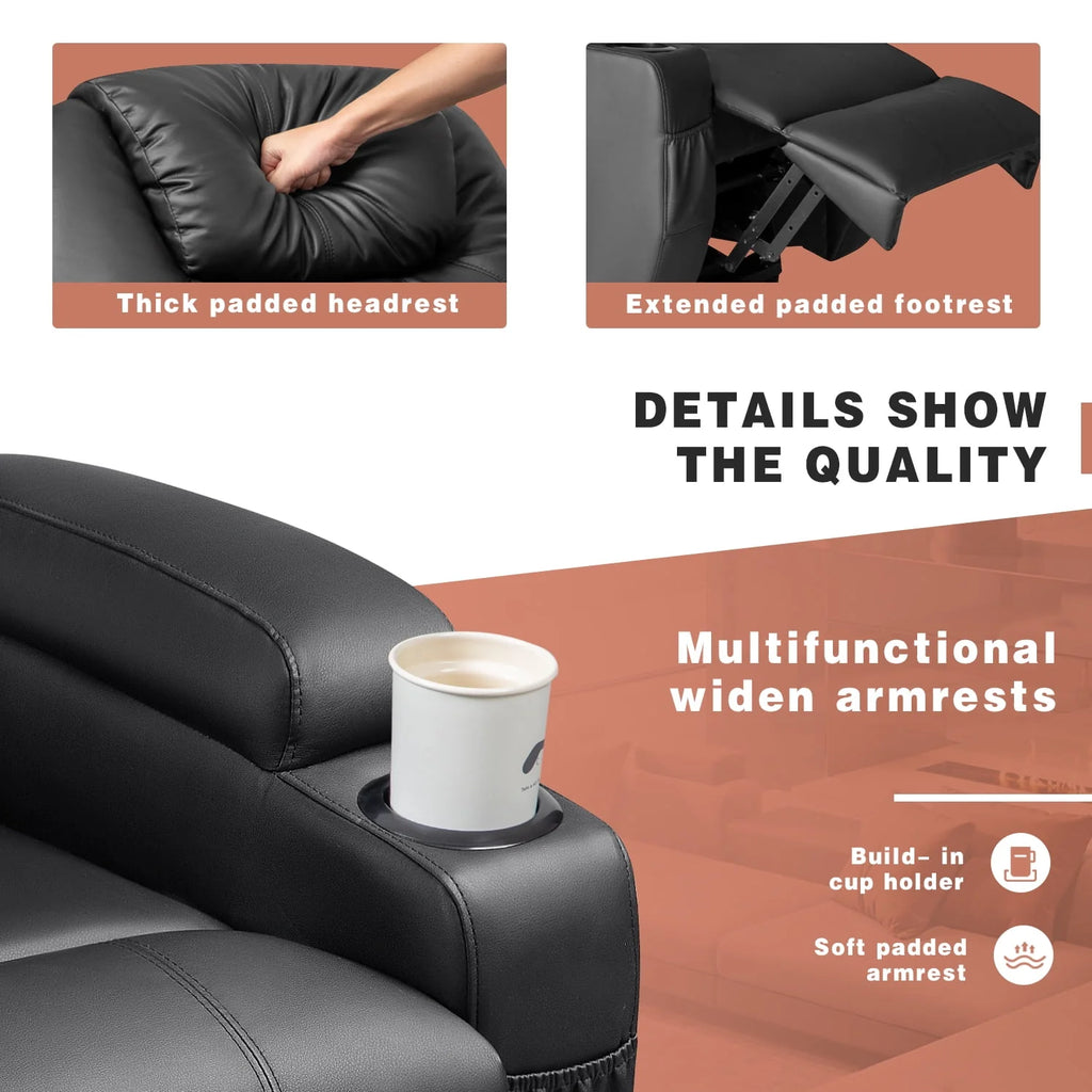 Black Faux Leather Power Lift Recliner N330
