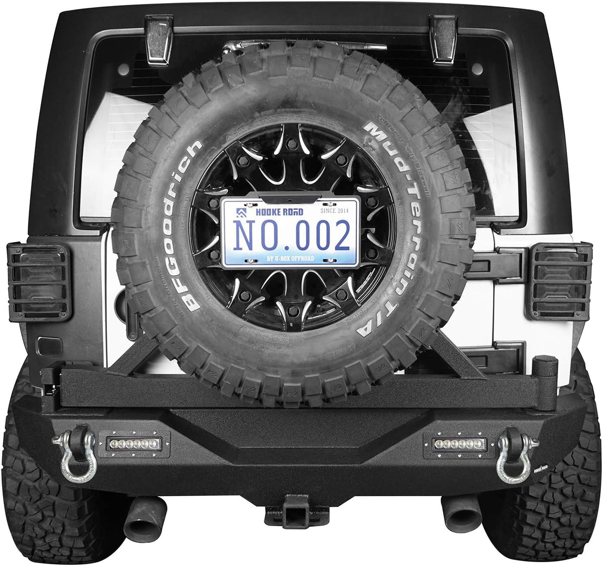 Front Bumper & Rear Bumper Combo with Spare Tire Carrier & 120W LED Light Bar N3527
