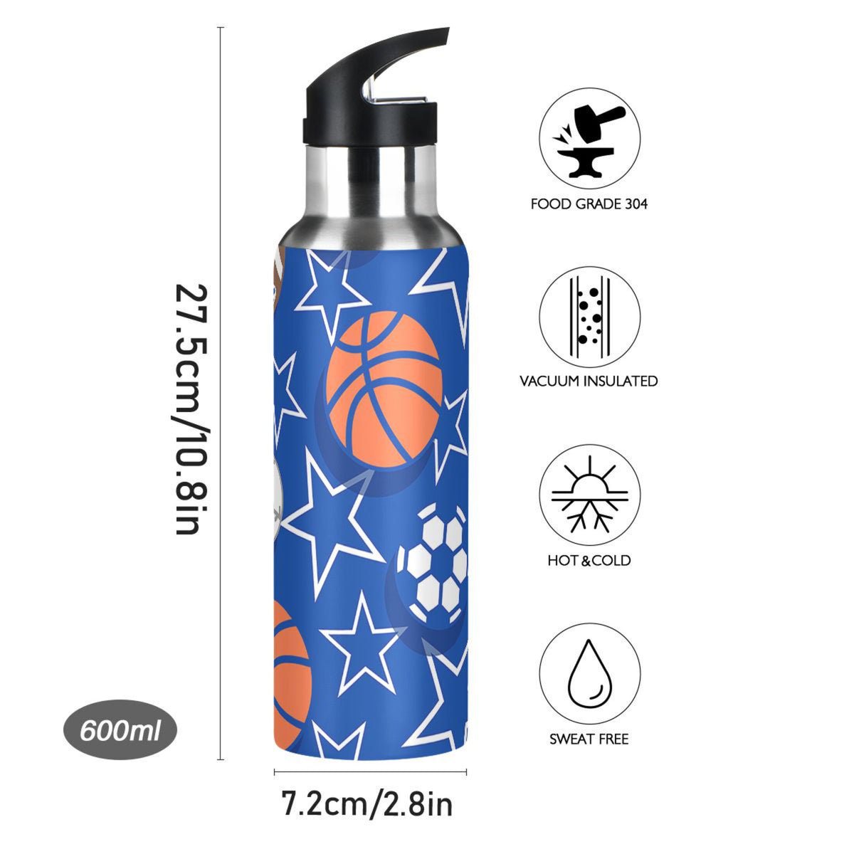 Stainless Steel Insulated Water Bottle with Straw Lid K702