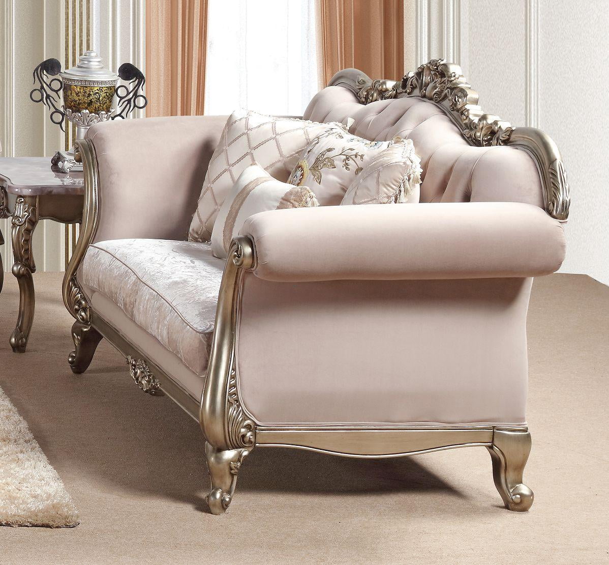 Champagne Wood Sofa Set 2Pcs G530