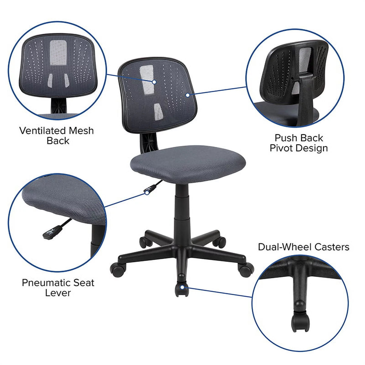 Gray Mesh Swivel Task Office Chair J117898