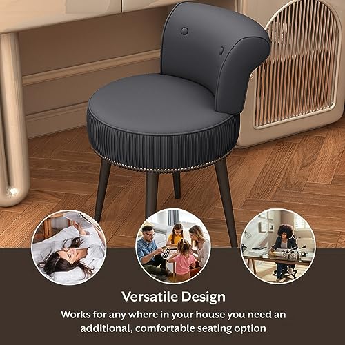 Grey Velvet Vanity Stool Chair with Back C74709