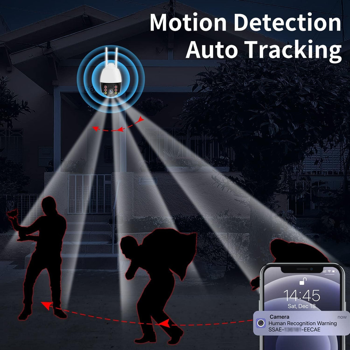 Wireless WiFi 1080P Security Camera with Motion Detection, Auto Tracking, Two Way Audio, Full Color Night Vision K159
