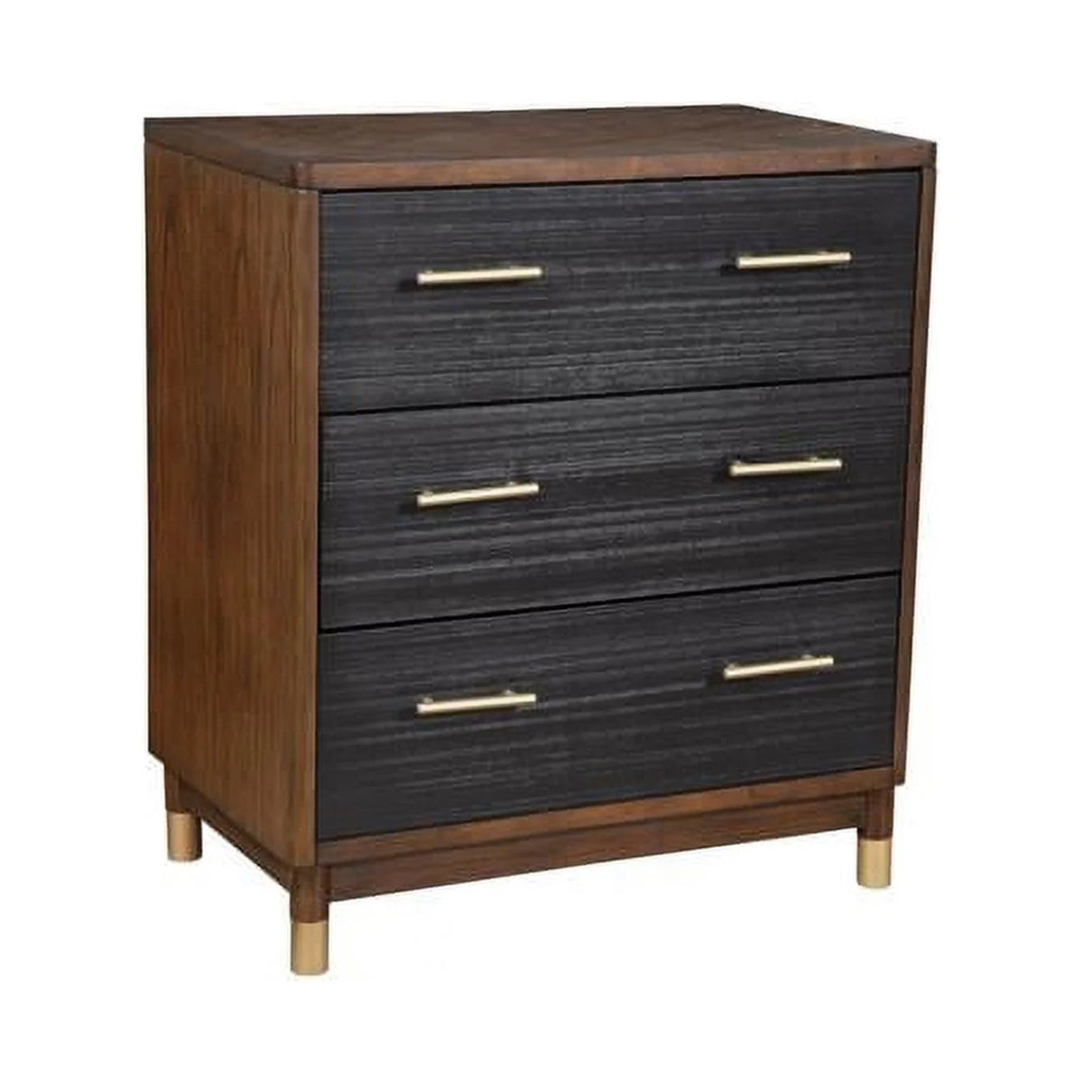 Two Tone 3 Drawer Small Chest, Dark Walnut & Black I801540