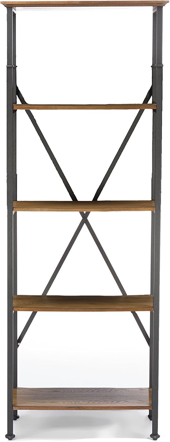 Brown Wood and Metal Bookcase G9686