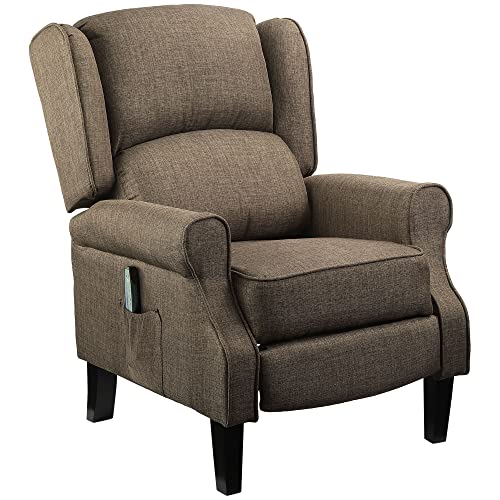 Black Suede Fabric Push Back Recliner Chair with Footrest E2926
