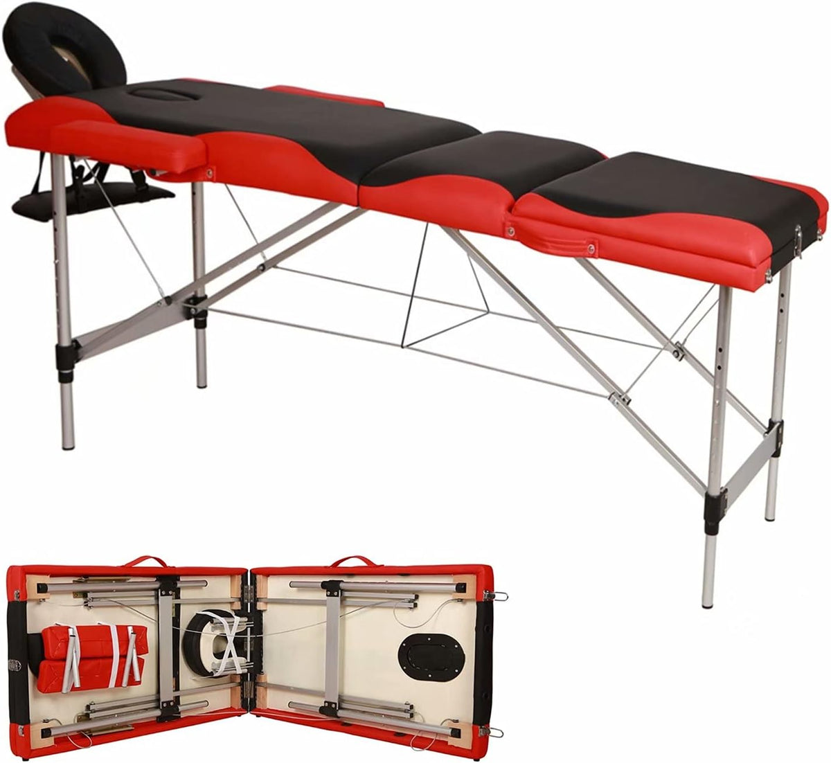 3 Folding Portable Adjustable Massage Table with Carrying Case Q40438