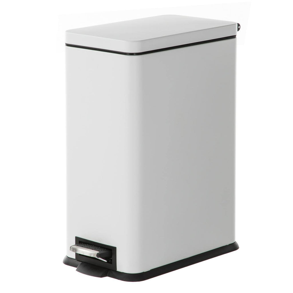 Rectangle Pedal Bin Trash Can, 30 LITER / 7.9 Gallon, Matte White K534