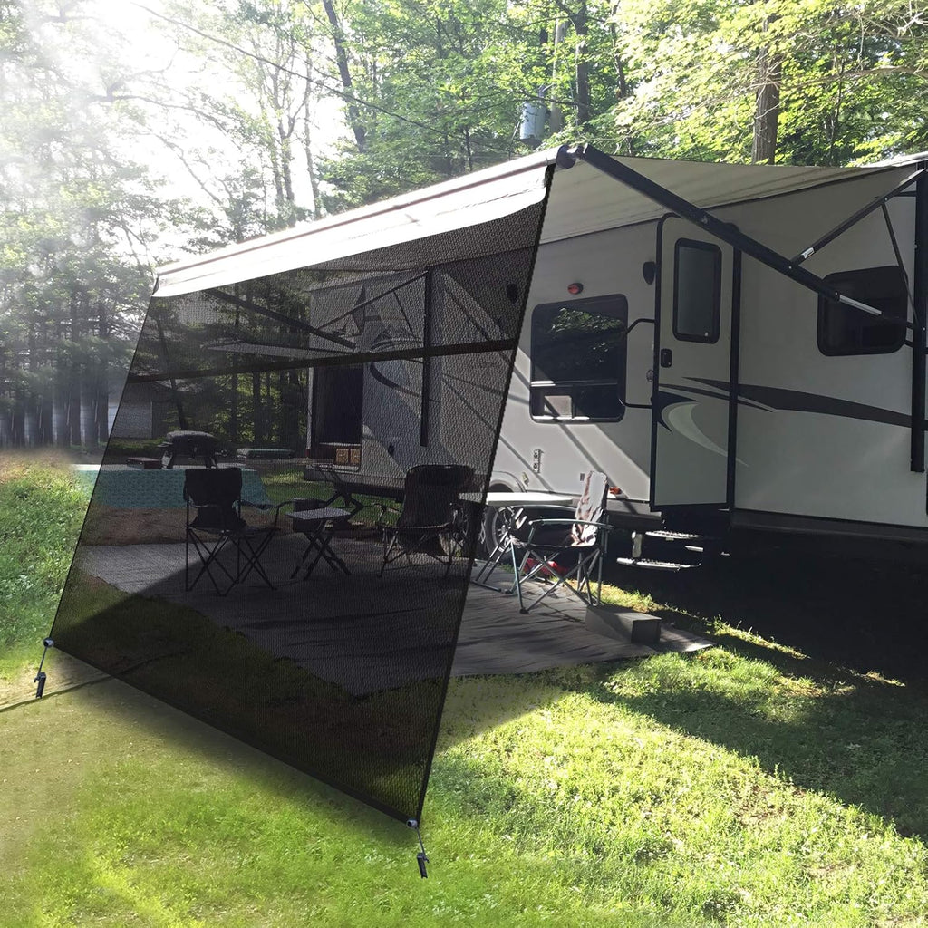 Black Mesh RV Awning Shade Screen with Zipper 10' x 9' V452