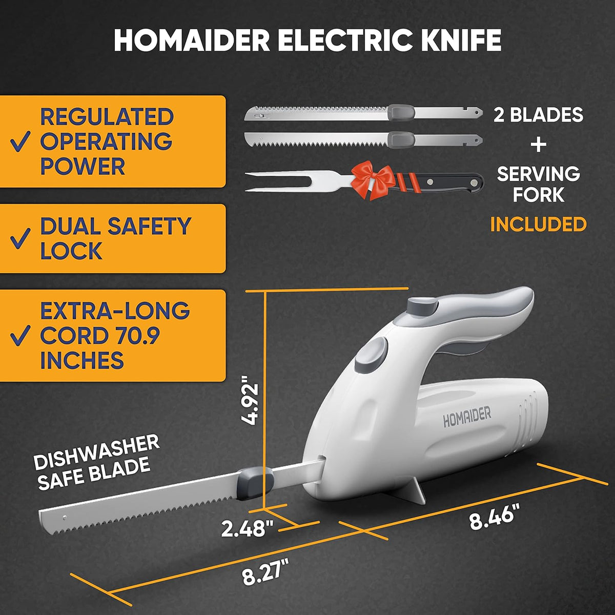 Electric Knife with Serving Fork and Carving Blades K550