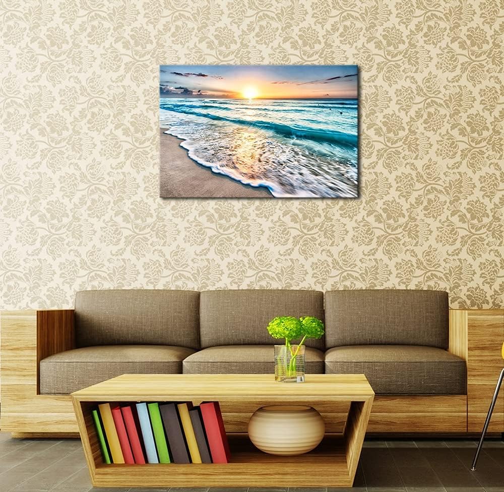 Large Canvas Prints Wall Art Ocean Beach Pictures Paintings Ready to Hang Stretched and Framed Seascape Giclee Artwork K74634