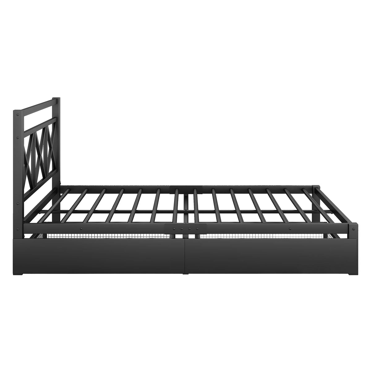 Metal Twin Size Platform Bed with Two Drawers K65478
