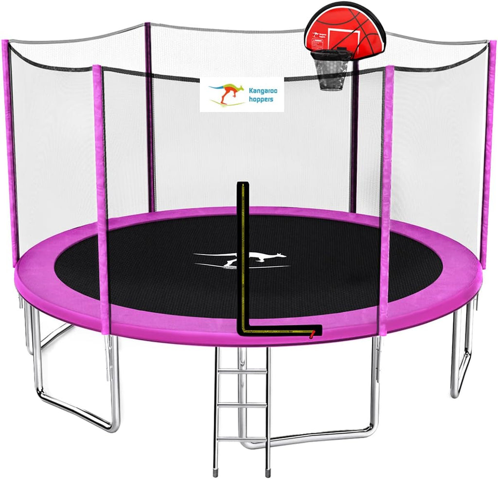 12/14/15 FT Trampoline with Safety Enclosure Net, Basketball Hoop and Ladder X8008