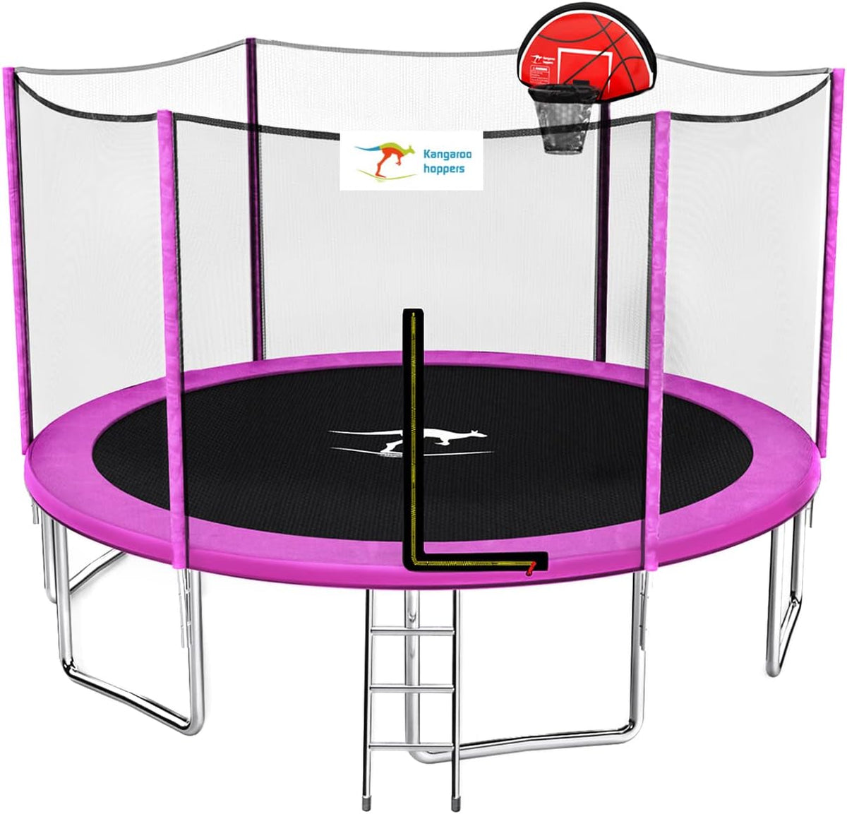 12/14/15 FT Trampoline with Safety Enclosure Net, Basketball Hoop and Ladder X8008