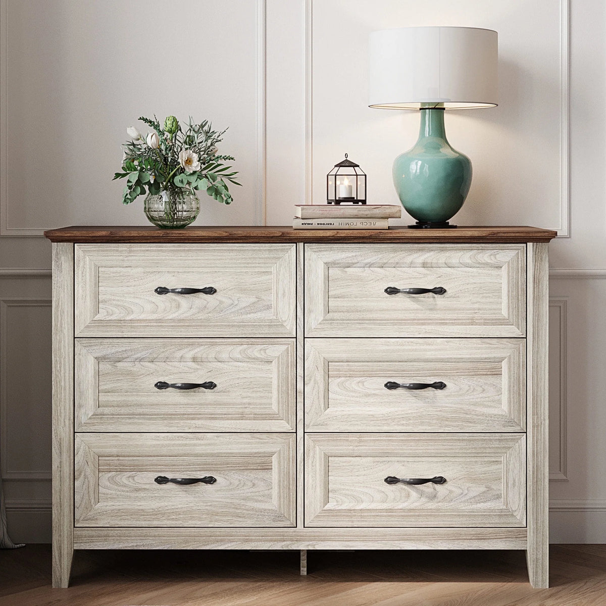 Rustic Oak 6 Drawer Dresser D797