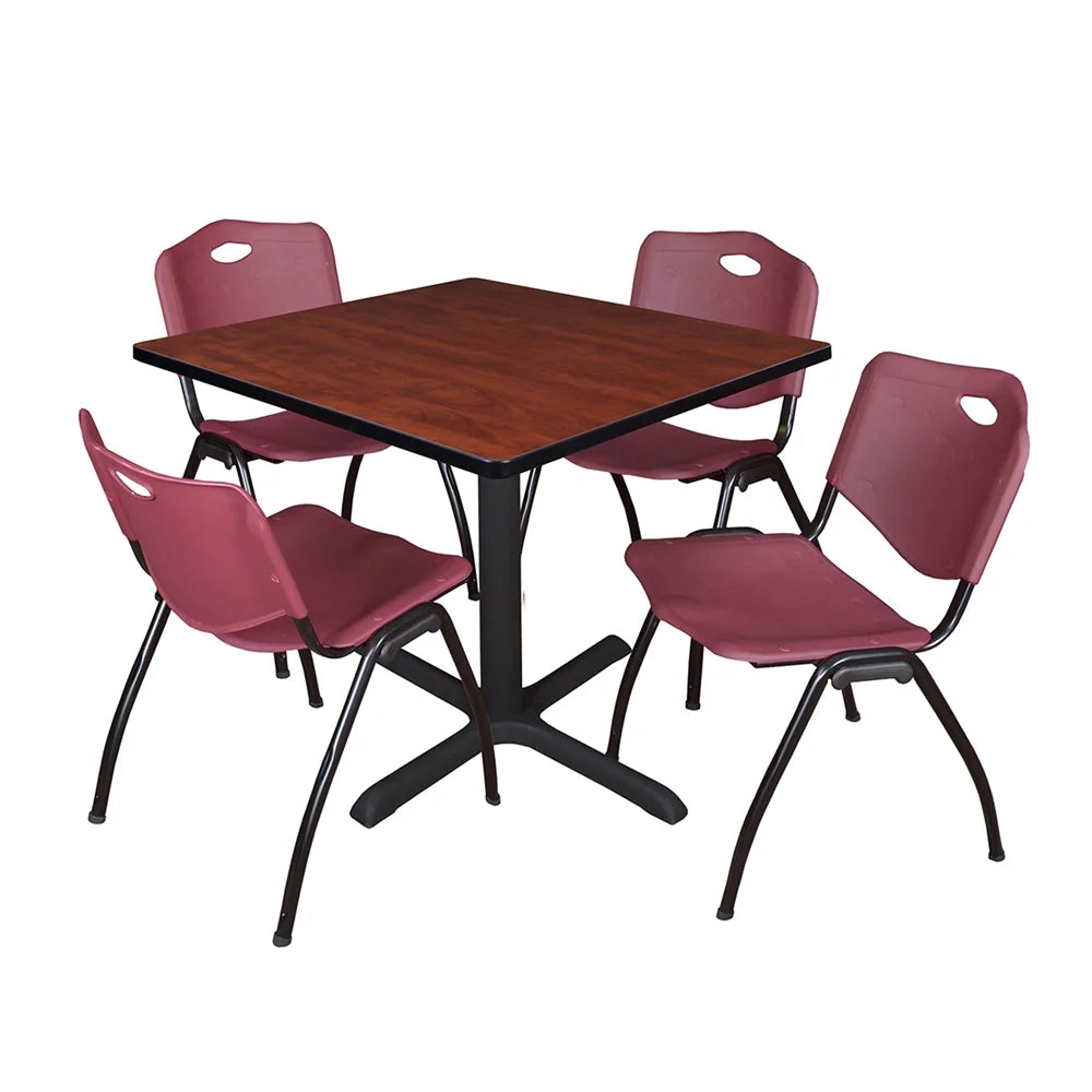 42" Square Breakroom Table & 4 Stack Chairs F3037