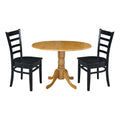 Solid Wood 3-Piece Dining Set with Drop Leaf Table and 2 Ladder Back Chairs F4228