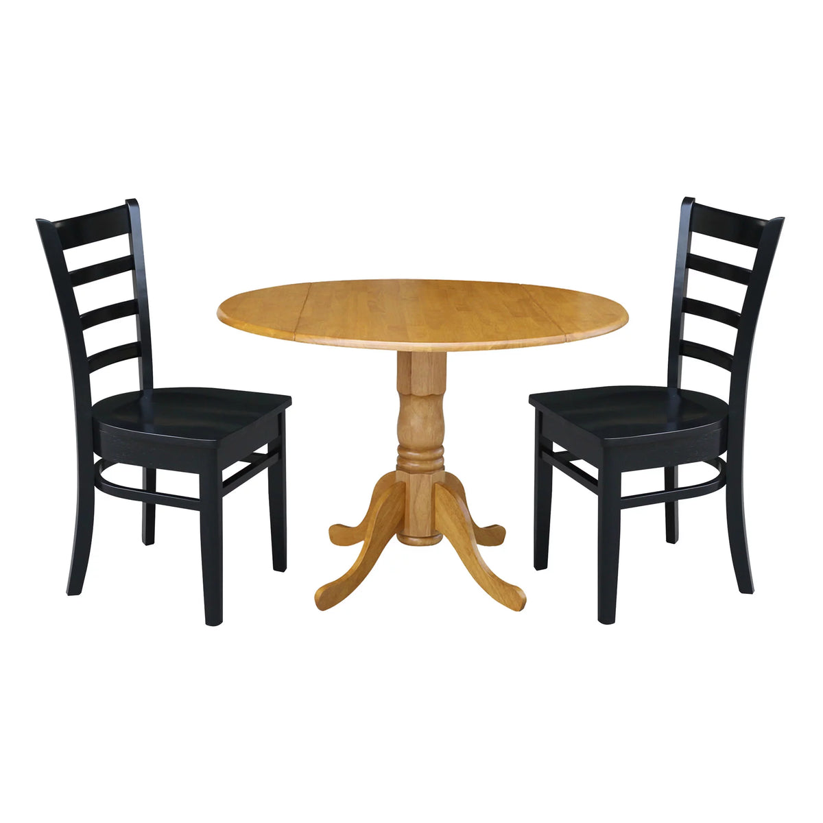 Solid Wood 3-Piece Dining Set with Drop Leaf Table and 2 Ladder Back Chairs F4228