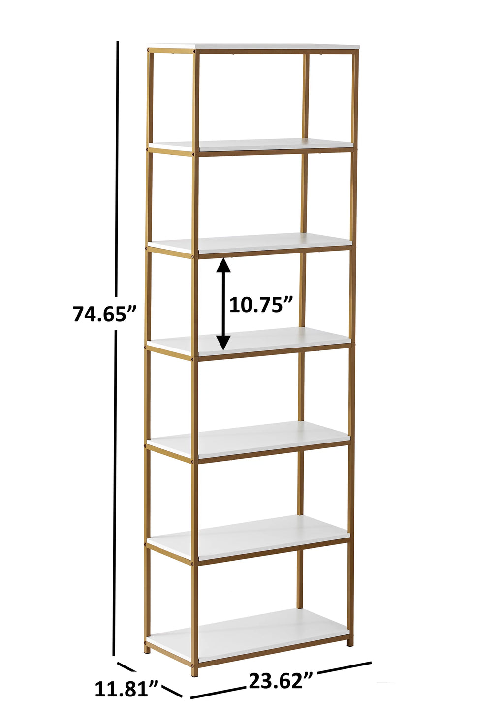 6-Shelf Metal Frame Bookcase D938