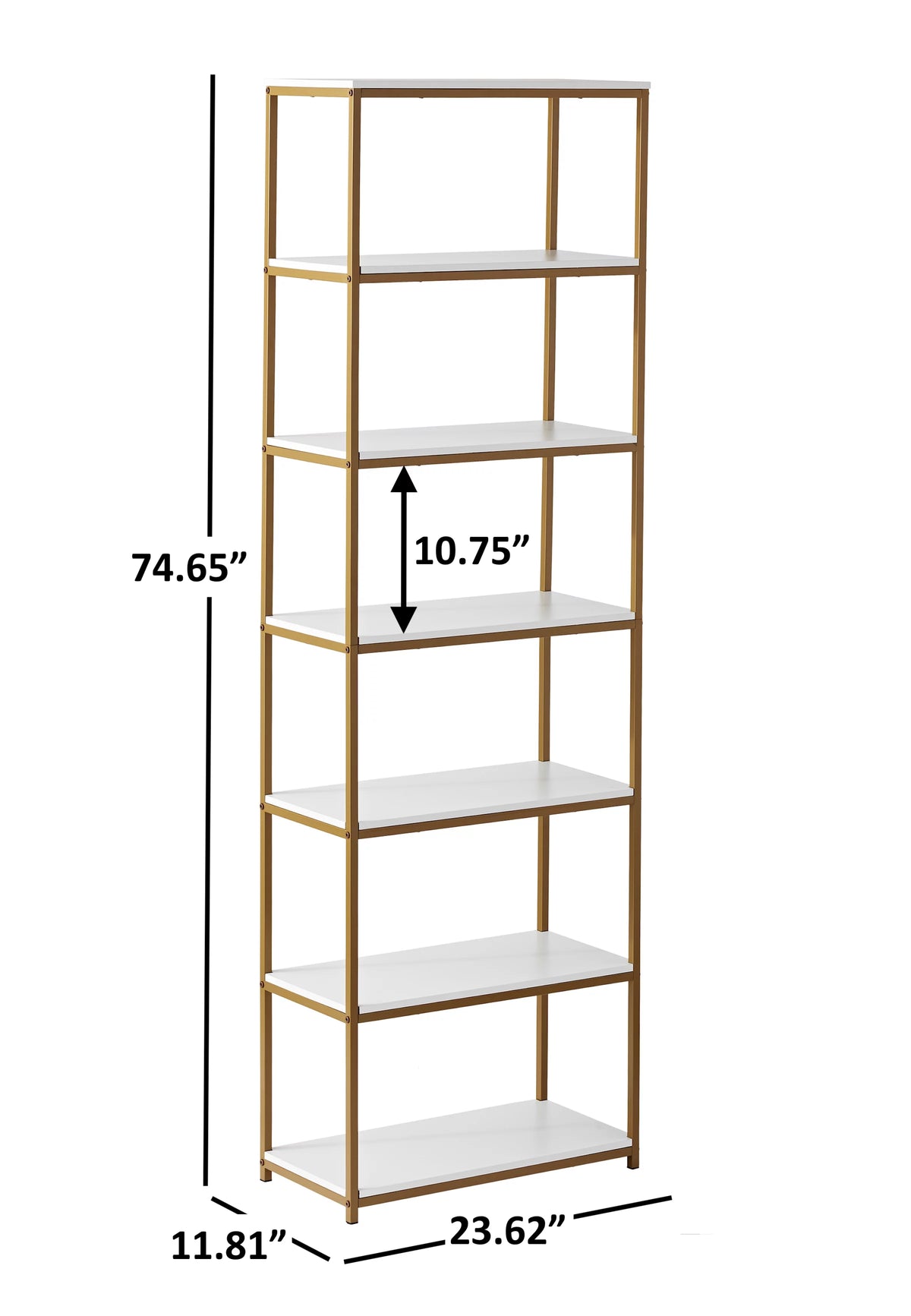 6-Shelf Metal Frame Bookcase D938