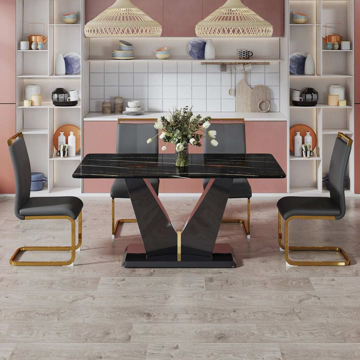 White Rectangular Dining Table B358695