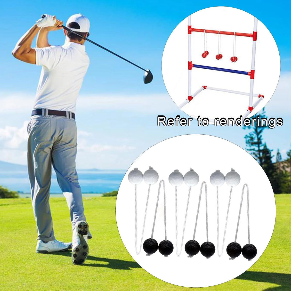 Ladder Throwing Game Outdoor Lawn Yard Beach Game Black and White F35293