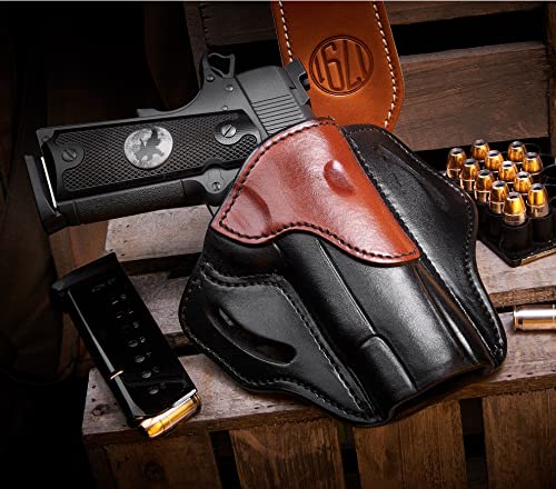 Right Hand OWB Leather Gun Holster for Belts fits All 1911 Models with 4" and 5" Barrels L934268