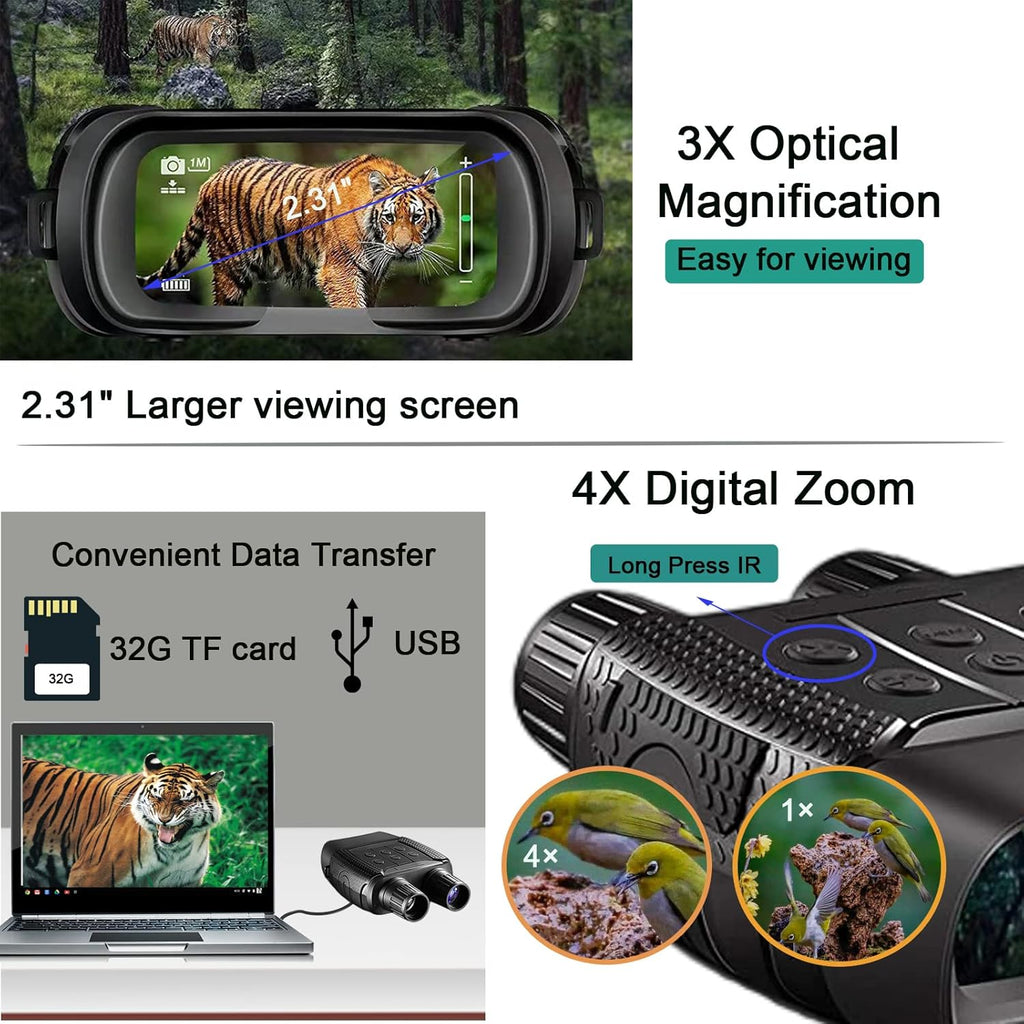 Night Vision Goggles and Day Binoculars Digital Infrared Goggles with 2.5 LCD Screen L952294