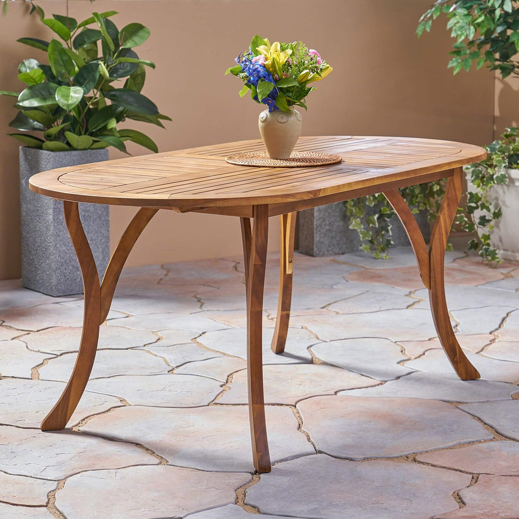 Teak Acacia Wood Oval Dining Table F74845