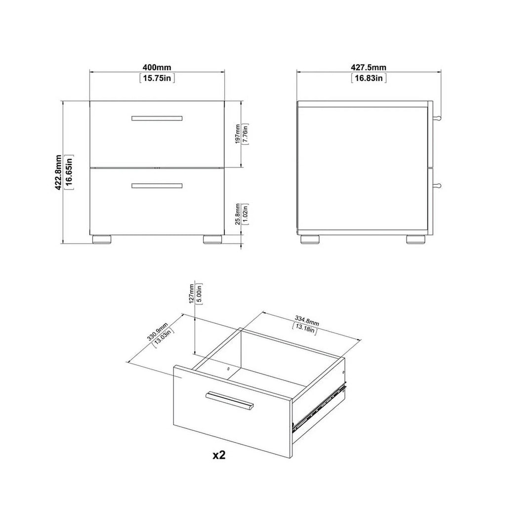 2 Drawer Walnut Nightstand M282