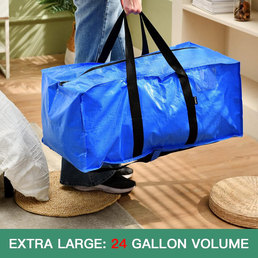 Blue Moving Totes with Backpack Straps, 8 Pack O291084
