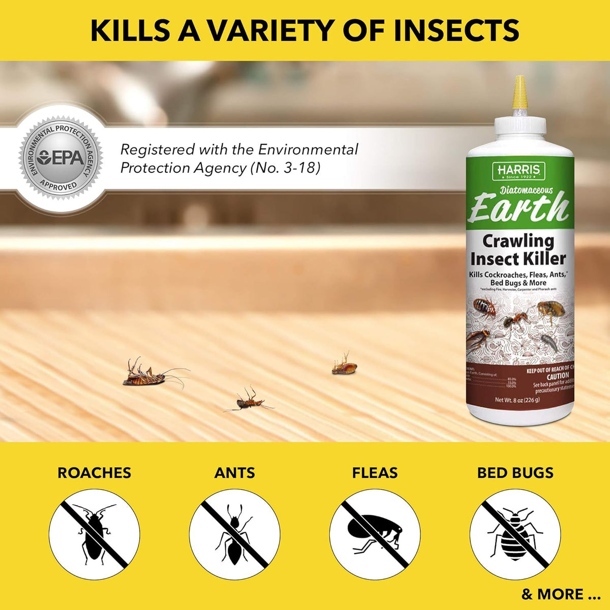 8oz Diatomaceous Earth Crawling Insect Killer H123535
