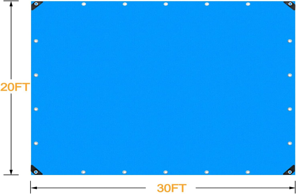 Blue 20x30 Heavy Duty Waterproof Tarpaulin with Metal Grommets D212
