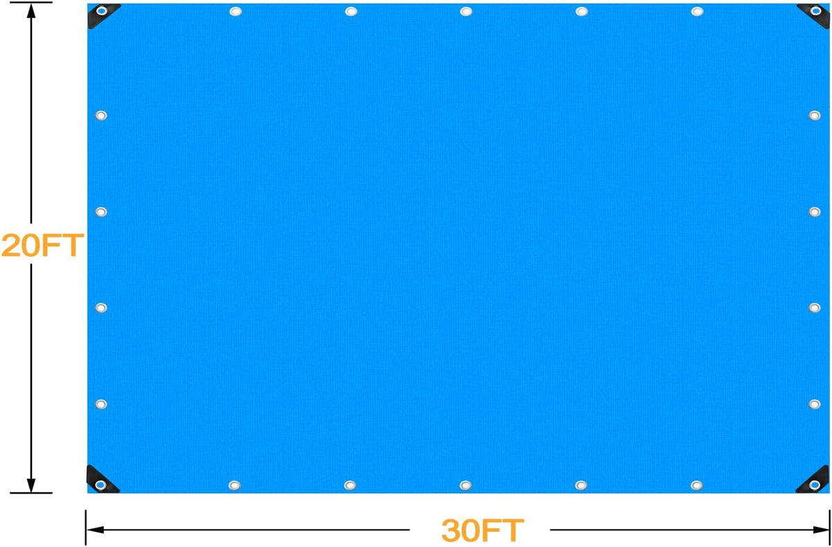 Blue 20x30 Heavy Duty Waterproof Tarpaulin with Metal Grommets D212
