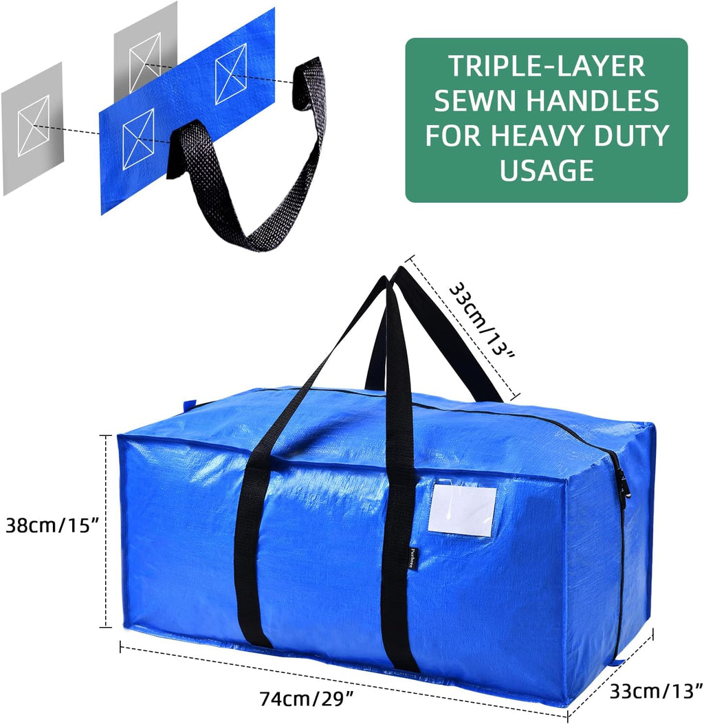 Blue Moving Totes with Backpack Straps, 8 Pack O291084
