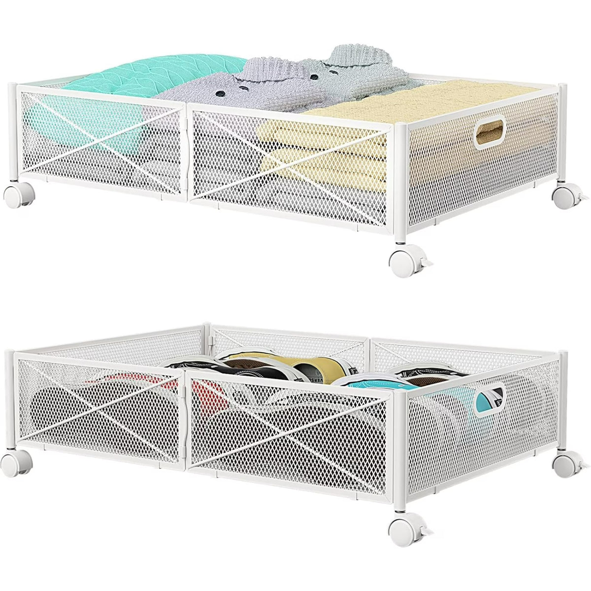 Under Bed Storage Containers with Wheels, Metal Storage Containers -2PCK S703