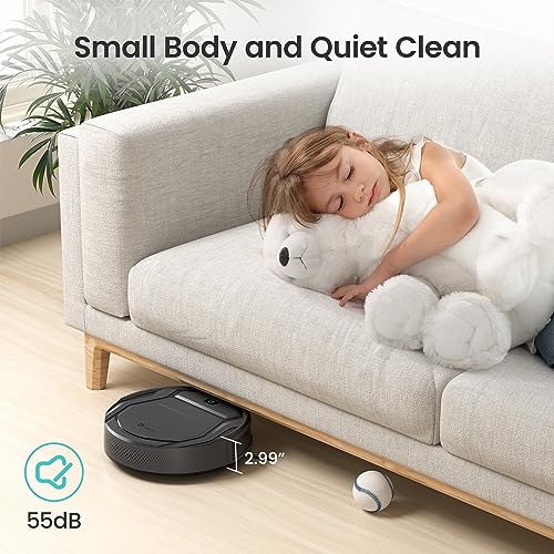 Robot Vacuum Cleaner, Super Thin, Powerful Suction, Quiet, Self-Charging, Grey Q7803