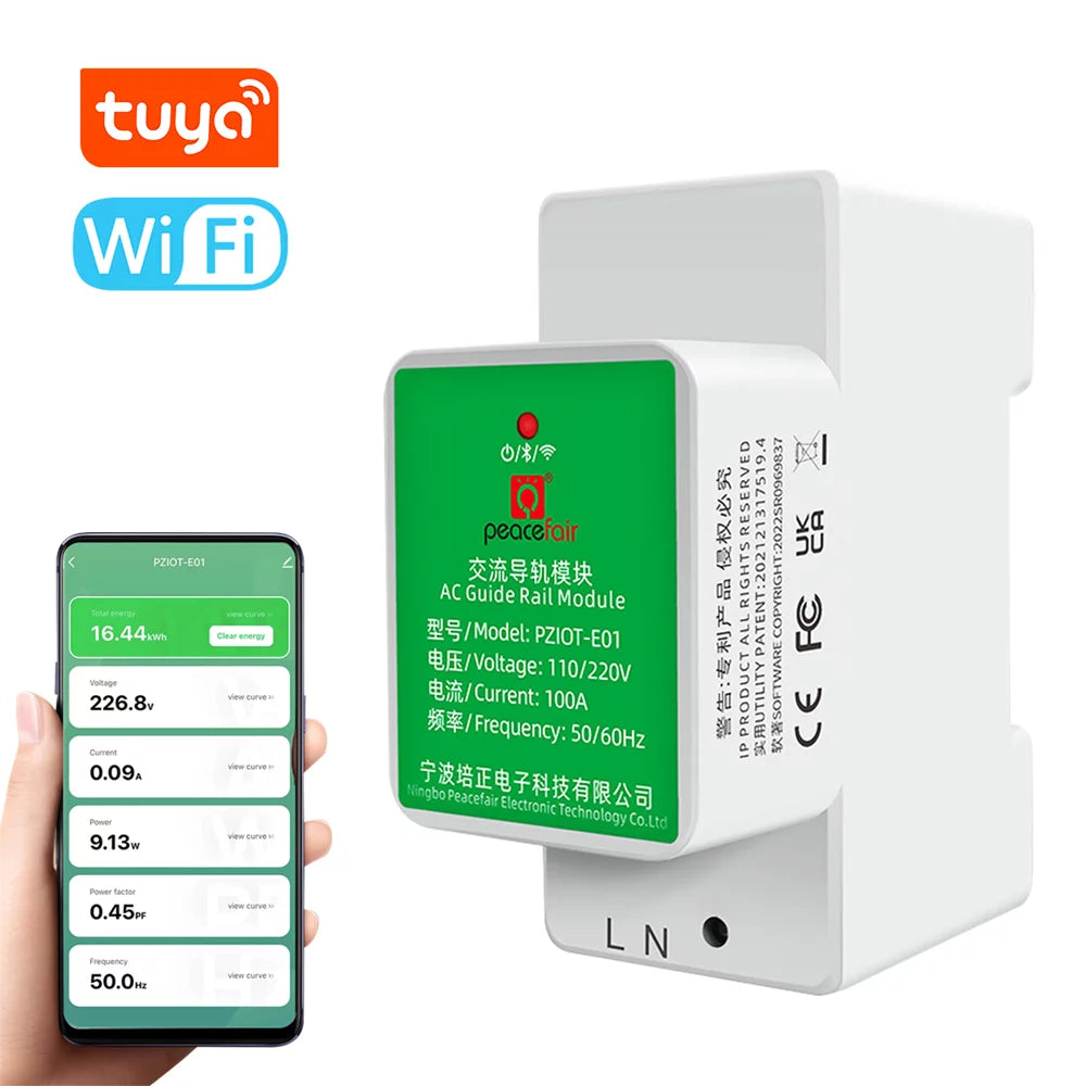 Single-phase Wifi Electricity Meter DIN Rail Voltage and Current Meter B225822