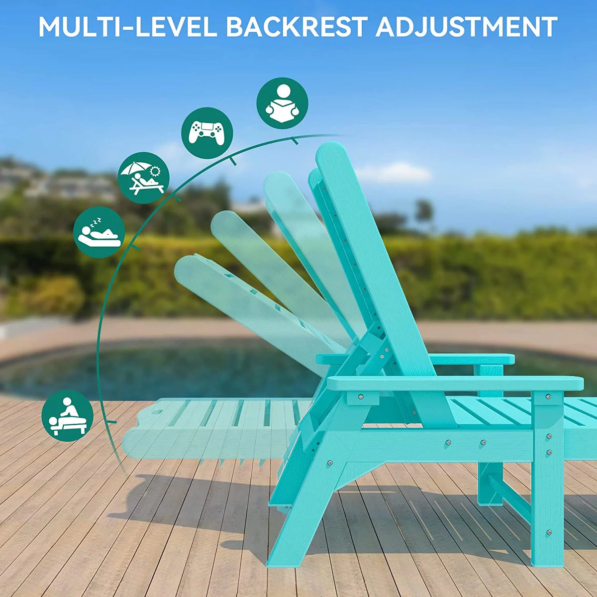 Blue Adjustable Resin Chaise Lounge Chair O8395