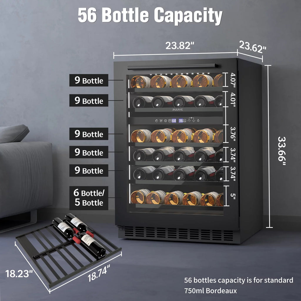 24" 56 Bottle Dual Zone Wine Cooler Refrigerator Q1843