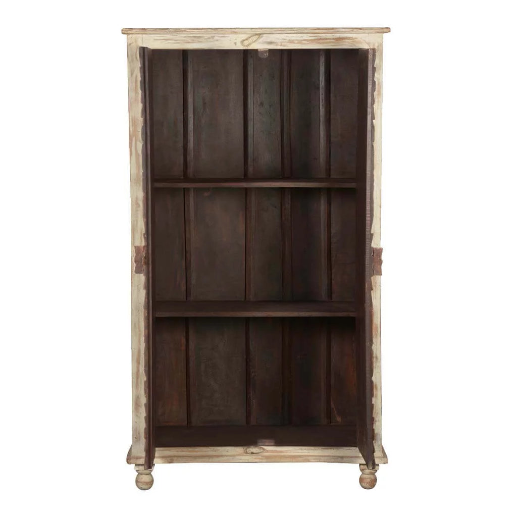 Solid Wood Distressed White Armoire with Shelves S631472