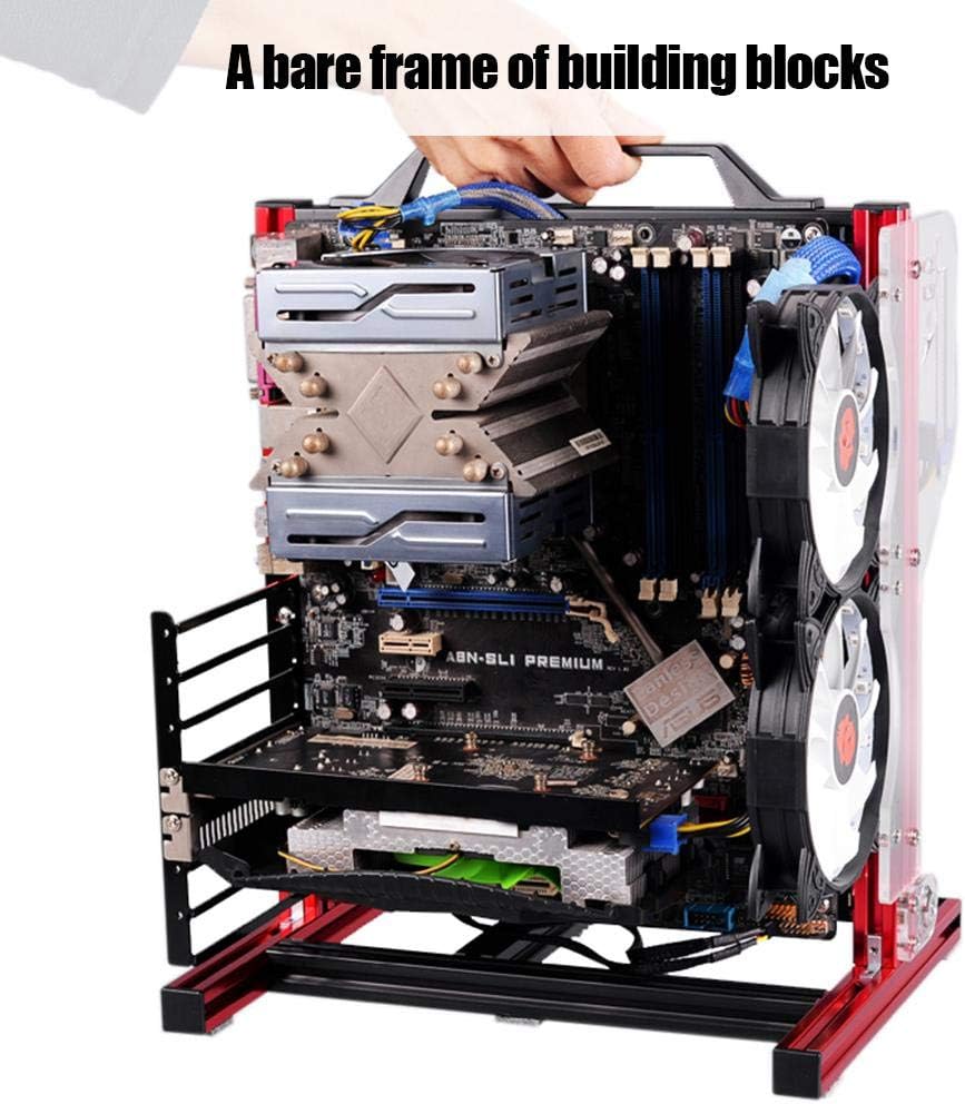 Red Aluminum Open Air Frame Computer Chassis Case U461