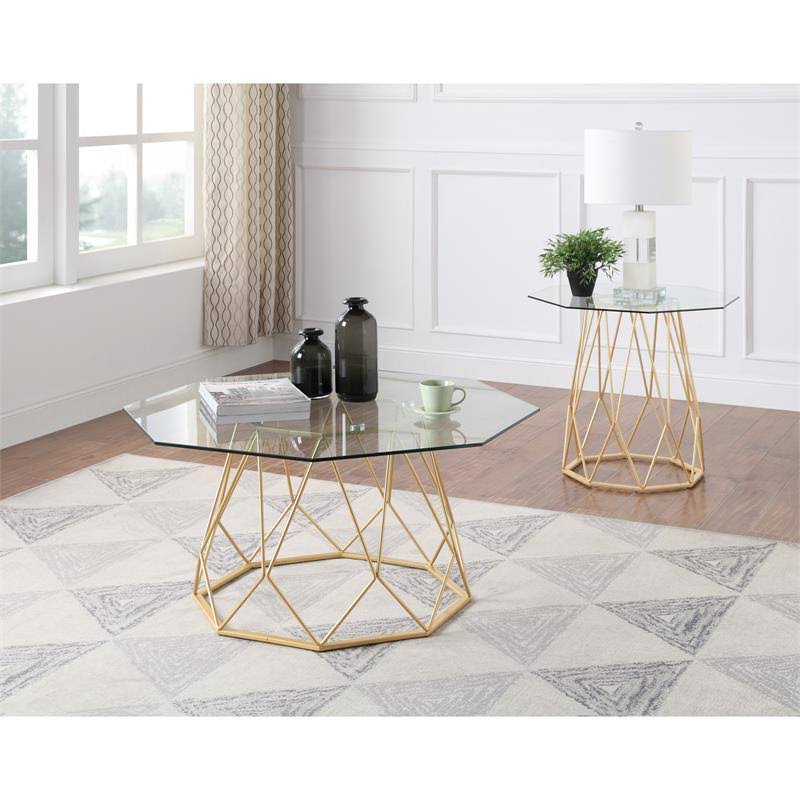 Contemporary Glass Top End Table V637306