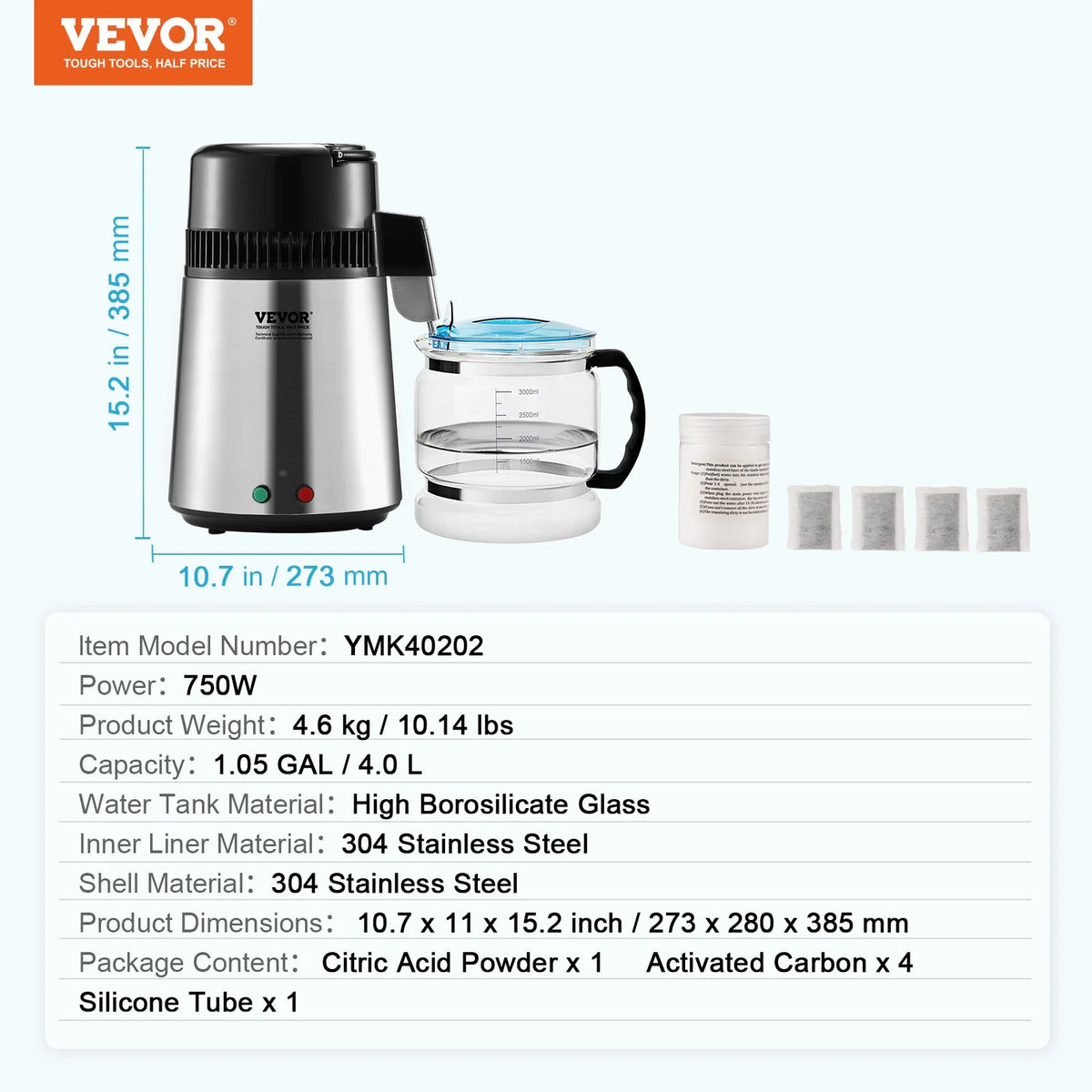 4L Stainless Steel Water Distiller D11023