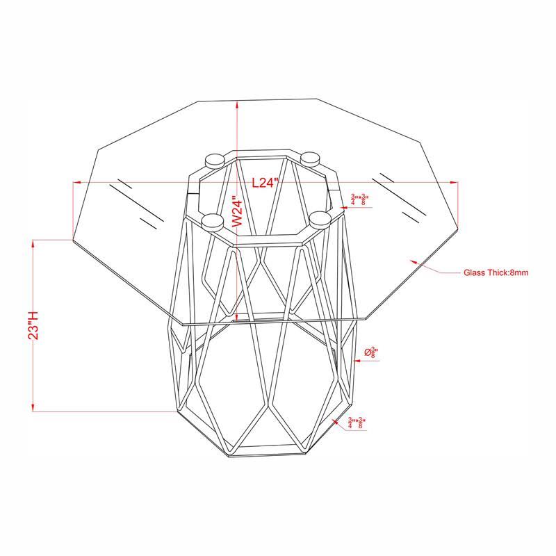 Contemporary Glass Top End Table V637306