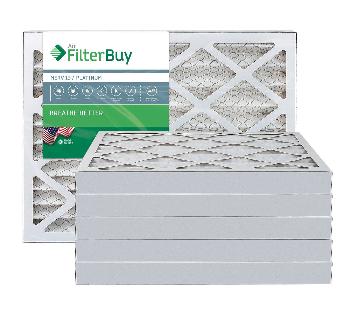 MERV 13 Pleated AC Furnace Air Filter, Pack of 6 M31916