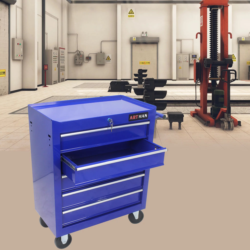 Blue 5 Drawers Rolling Tool Chest Cabinet with Wheels U731